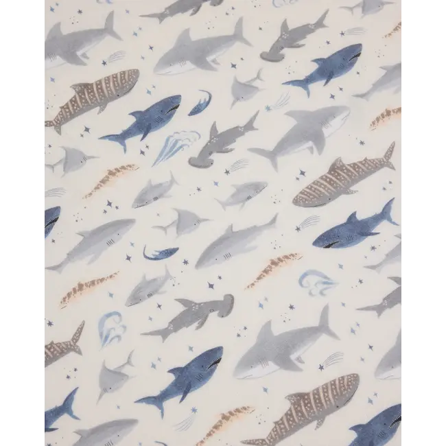 Loulou Lollipop Sharks Fitted Crib Sheet