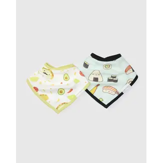 Loulou Lollipop Sushi/Taco Bandana Bib Set, 2pk