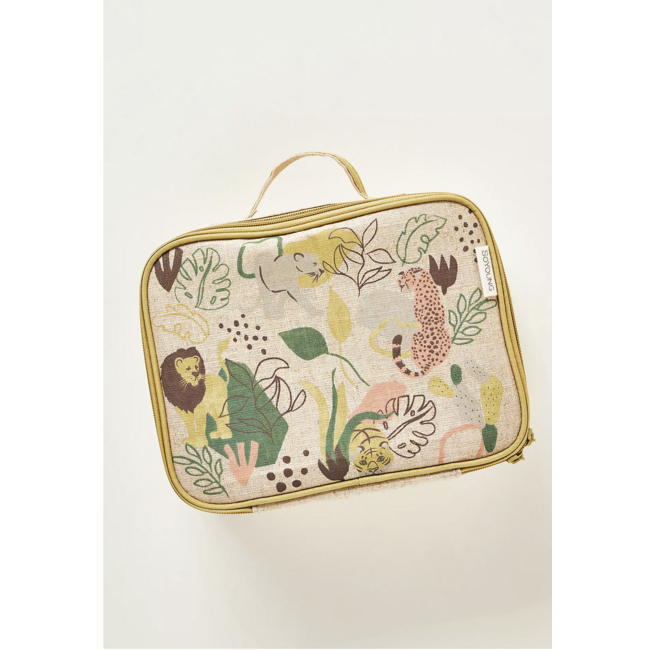 SoYoung Jungle Cats Raw Linen Lunchbox