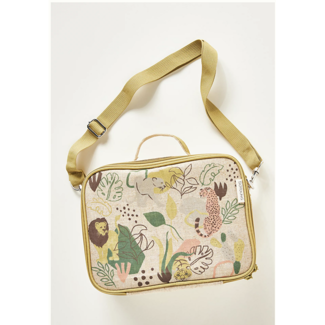 SoYoung Jungle Cats Raw Linen Lunchbox