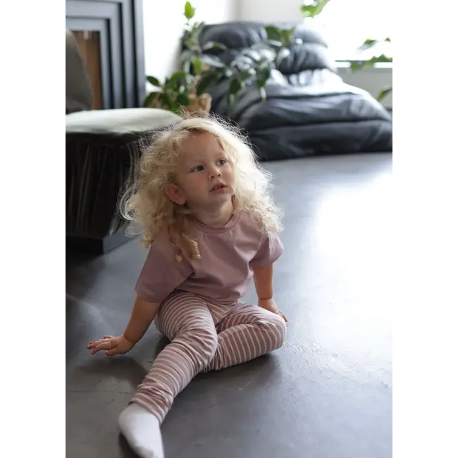 KID.ORCA Stripe/Mauve Organic Cotton Leggings