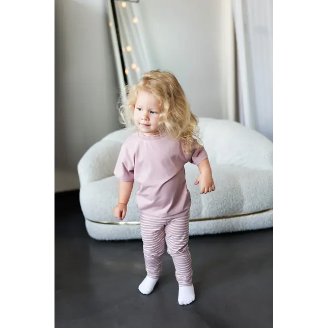 KID.ORCA Stripe/Mauve Organic Cotton Leggings