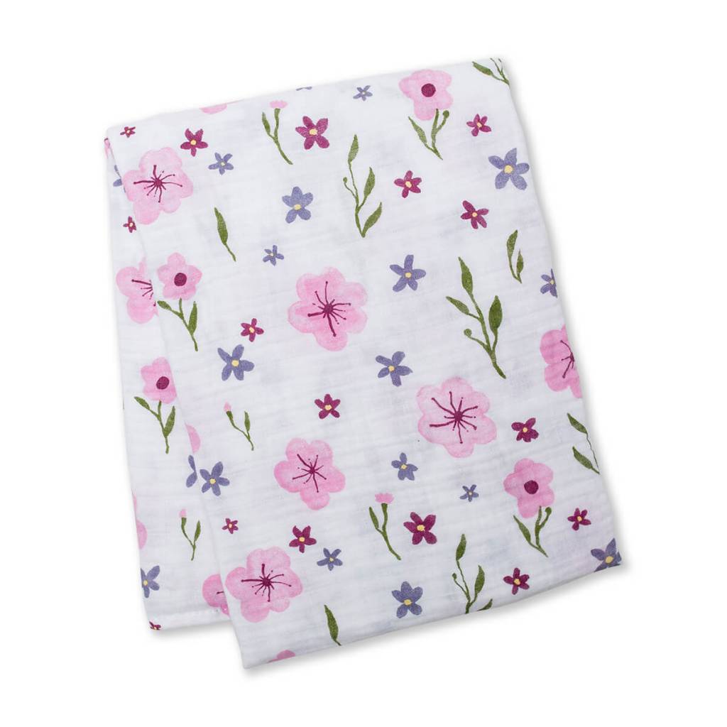 floral muslin swaddle blanket