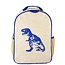 SoYoung Blue Dino Raw Linen Toddler Backpack