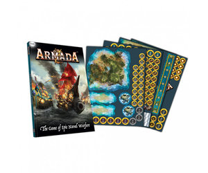 Mantic Armada Naval Warfare Book and tokens Family Time Games