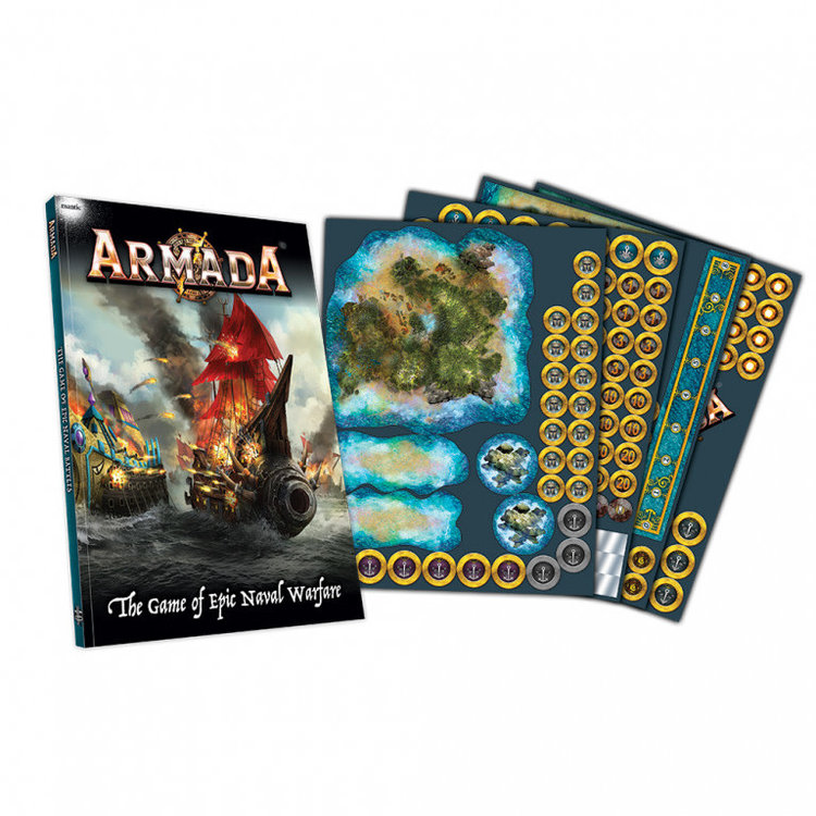 Mantic Armada Naval Warfare Book and tokens