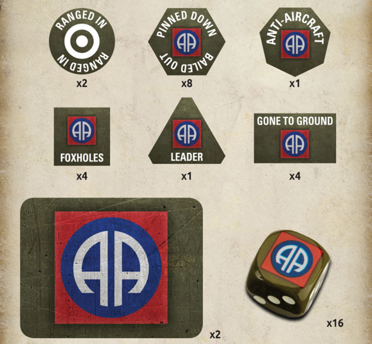 Flames of War Flames of war token set: US- 82nd Airborne