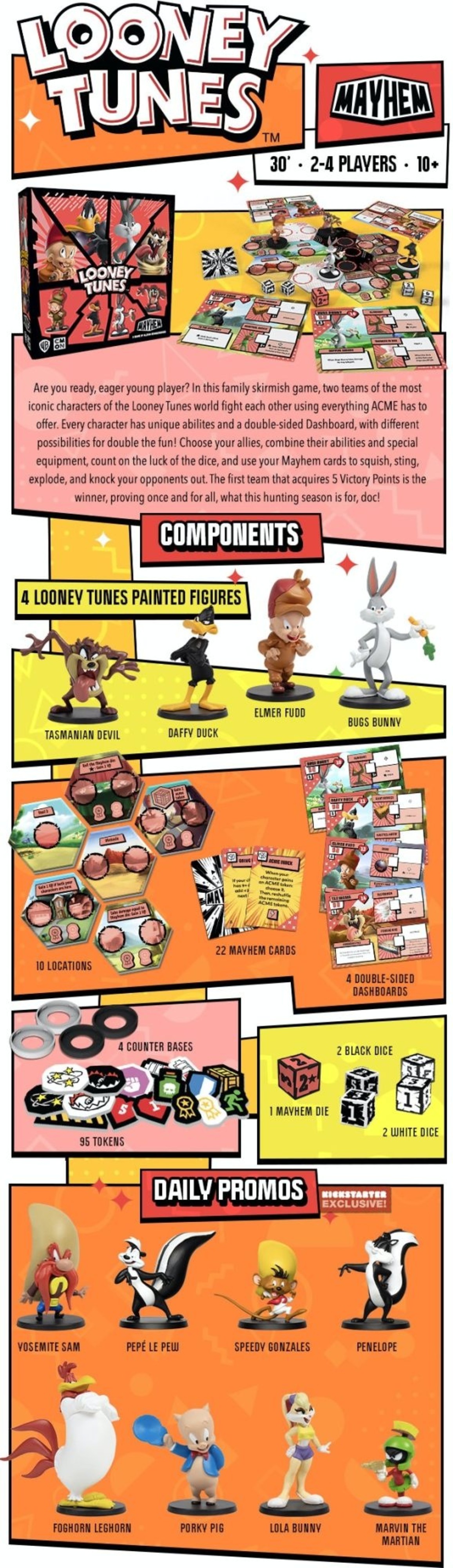 CMON Mayhem Loony Tunes (2 boxes) Kickstarter Edition Family Time Games