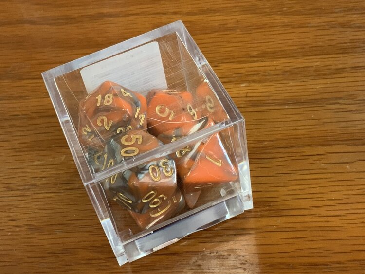 Critical Hit Collectibles 7 dice set: Orange/Steel Polyhedral