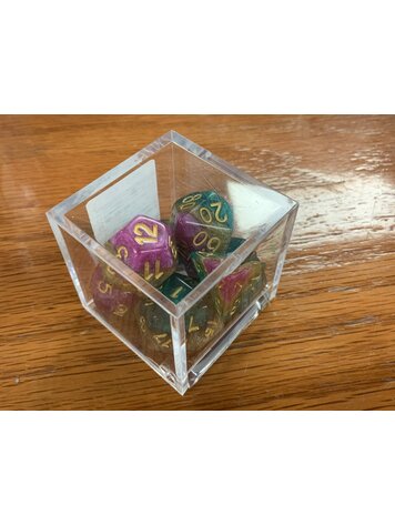 Critical Hit Collectibles 7 dice set: Green/Pink/Yellow Multilayer Polyhedral