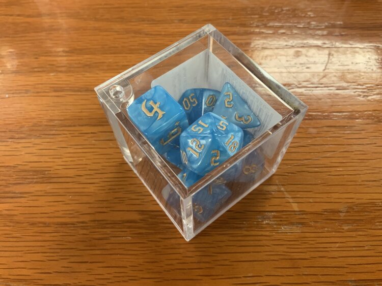 7 dice set: Light Blue Marbled Polyhedral