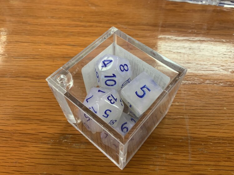 Critical Hit Collectibles 7 dice set:  Silver Blue Glitter