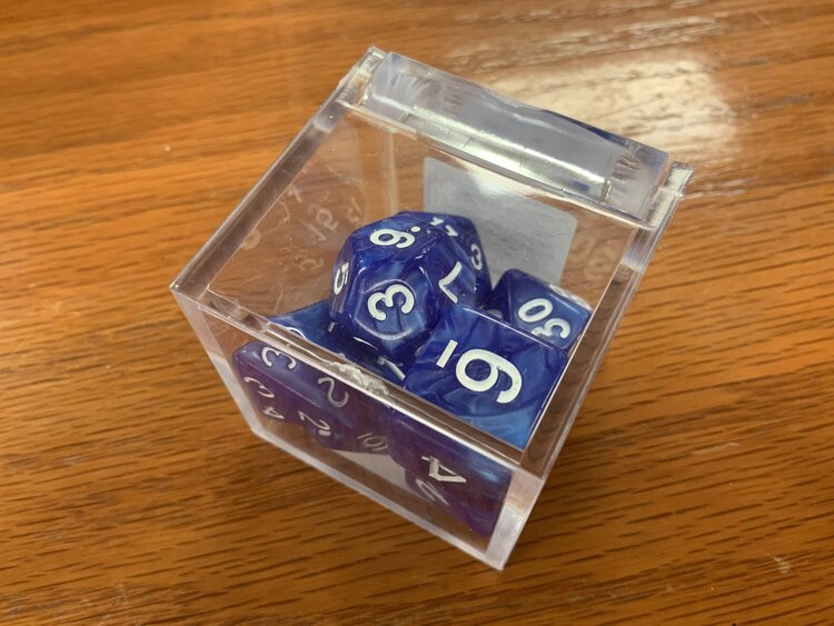 7 dice set: Blue Marbled Polyhedral
