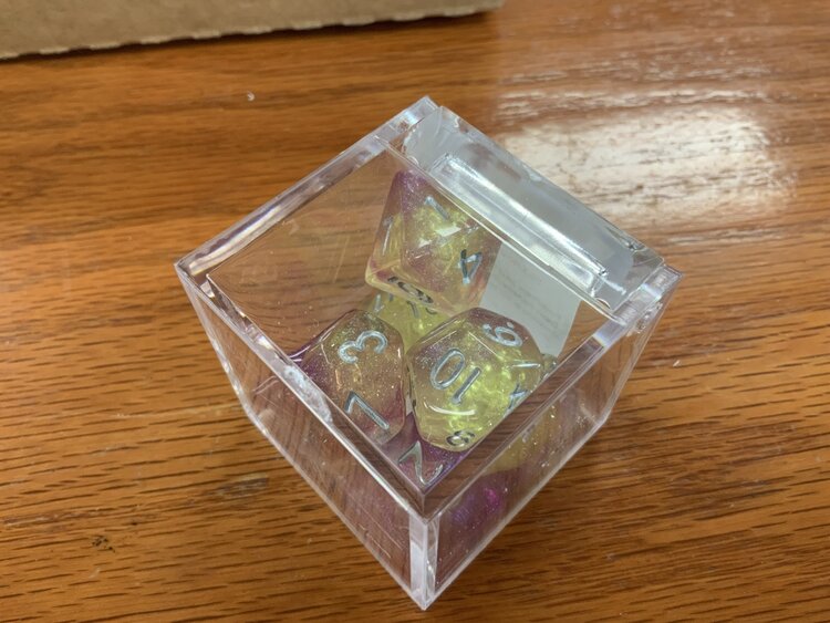 Critical Hit Collectibles 7 dice set: Purple/Yellow Shimmering Galaxy Polyhedral