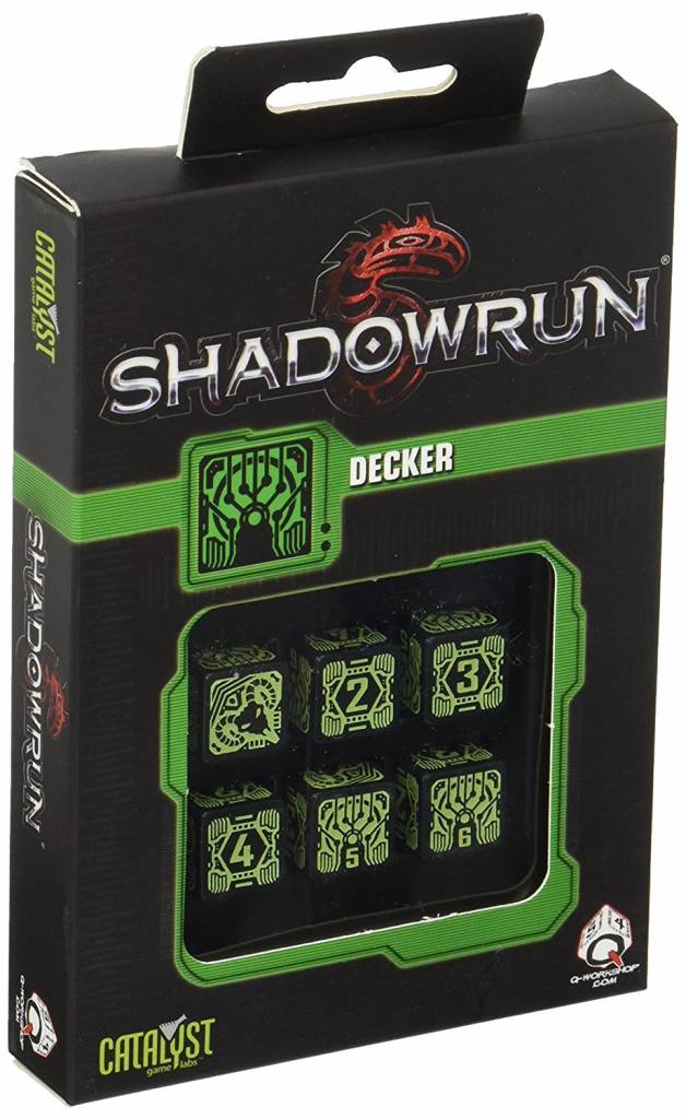 Q workshop Shadorun Decker black green dice set