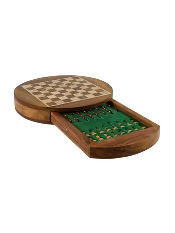 Round Magnetic Chess Set 9’’ with drawer