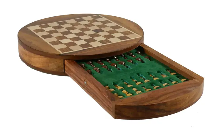 Round Magnetic Chess Set 9’’ with drawer