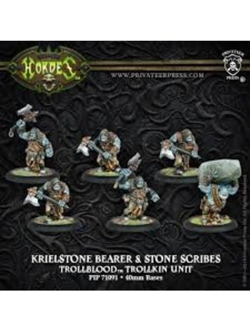 Hordes: Trollblood Trollkin Krielstone Bearer & Stone Scribes Unit (White Metal and Resin)