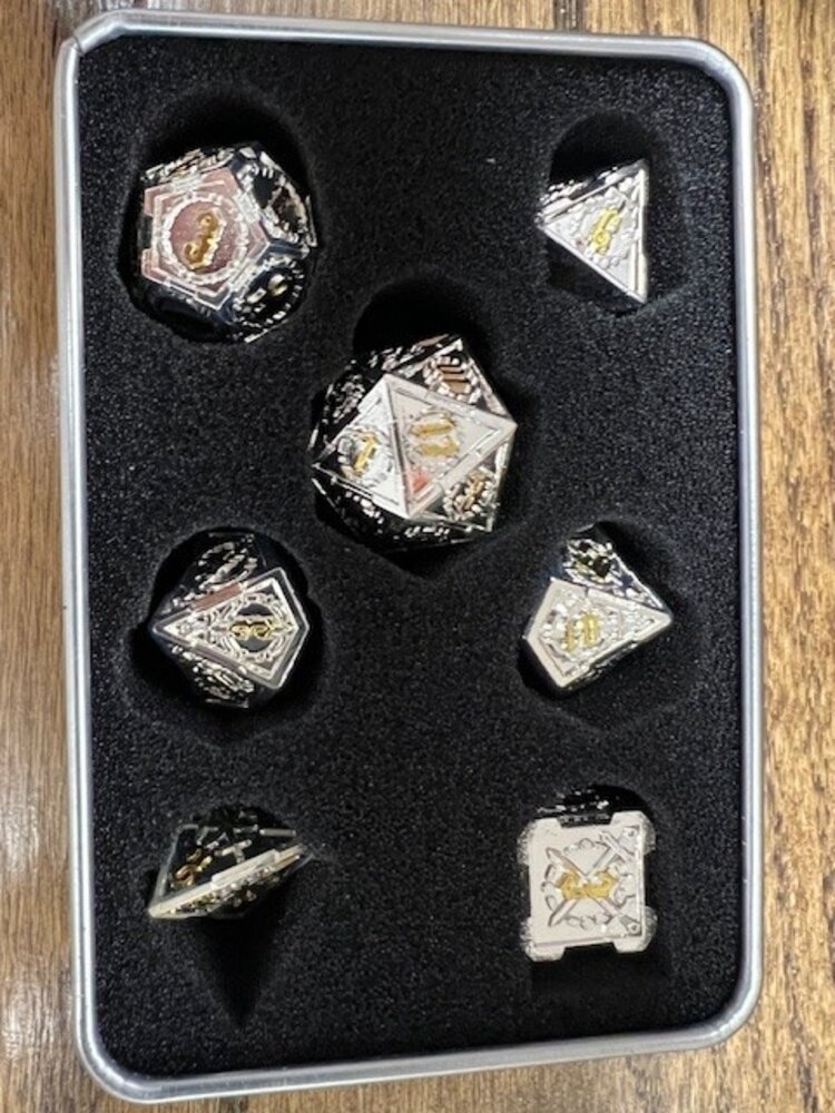 Critical Hit Collectibles Metal Dice Set: Silver Sword Shadow
