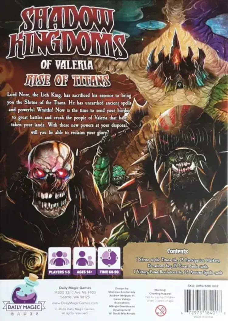 Vintage Shadow Kingdoms of Valeria: Rise of Titans (Pre-owned, NEW, sealed components) (2021)