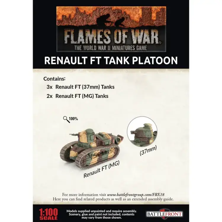 Flames of War FOW: Renault FT Tank Platoon (French) (Early War)