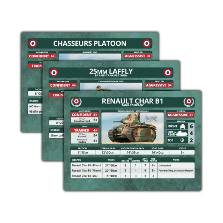 Flames of War FOW: BlitzKrieg French Unit Cards