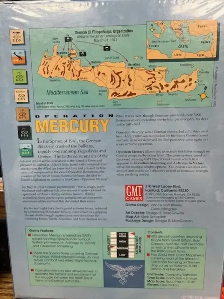 Vintage Operation Mercury, The German Airborne Assault on Crete, 1941 (1992)