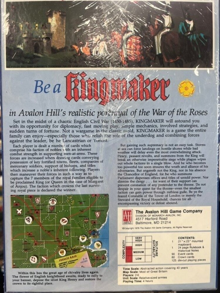 Vintage Kingmaker: War of the Roses 15th Century (1988)