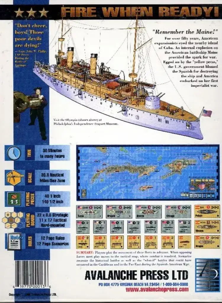Vintage Great War at Sea: 1898 Spanish American War, NEW, (2000)