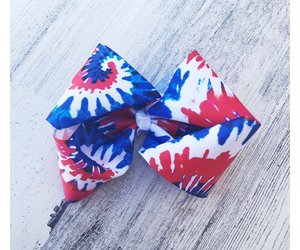 Red White Blue Tie Dye Hair Bow Fleurty Girl