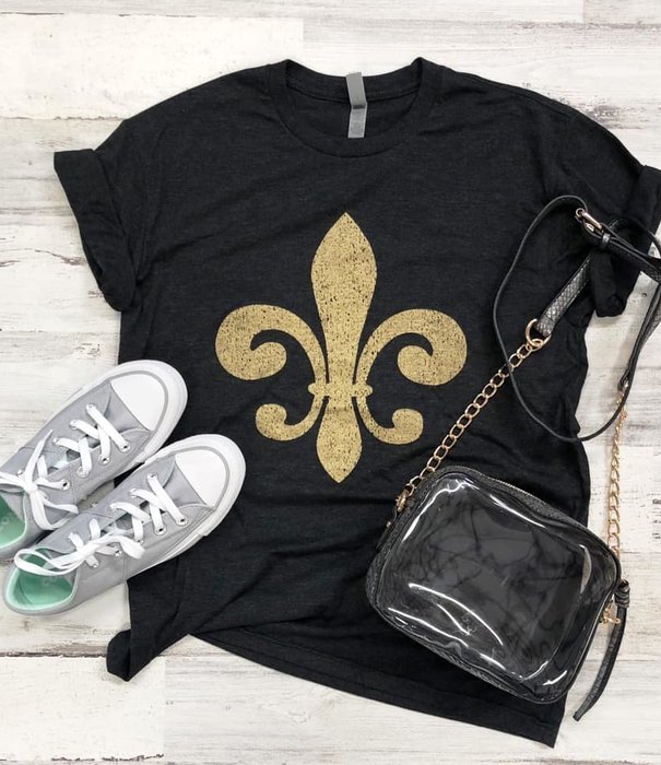 Black & Gold Fleur de Lis Tee