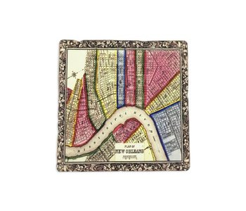 New Orleans Map Colorful Coaster,  4x4