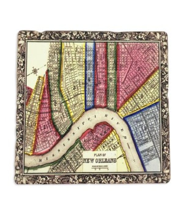 New Orleans Map Colorful Coaster,  4x4