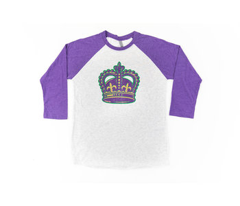 Mardi Gras Crown Baseball Tee, Purple