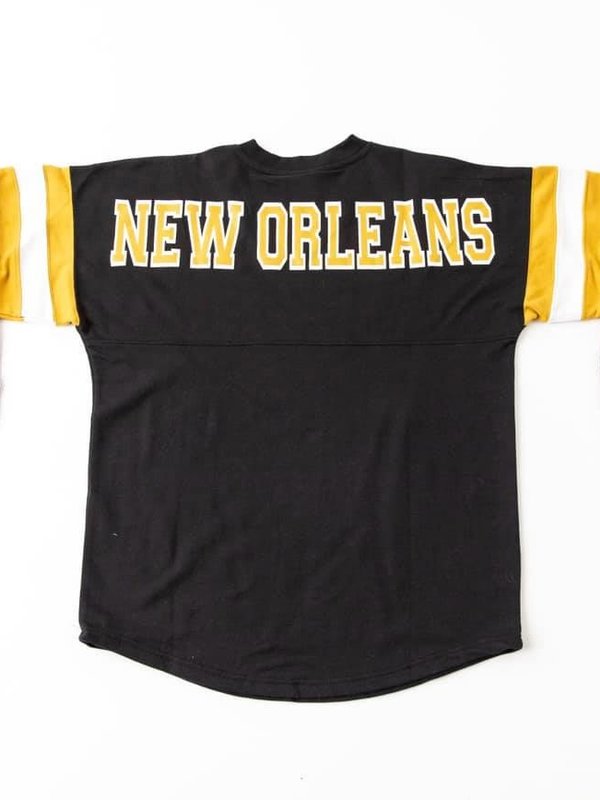 New Orleans Sweatshirt with Striped Sleeves, Black