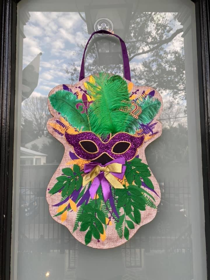 Mardi Gras Mask Swag Door Hanger Fleurty Girl
