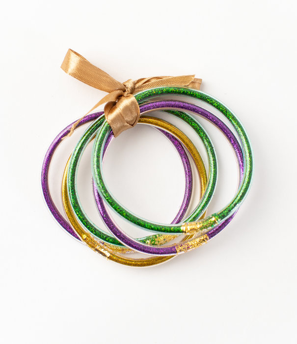Mardi Gras Glitter Tube Bracelet Set