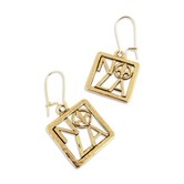 Square NOLA Fleur de Lis Earrings, Gold