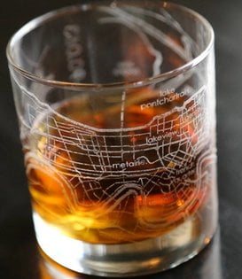 New Orleans Map Rocks Glass
