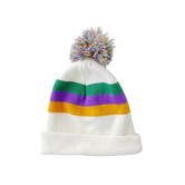 Mardi Gras Color Block Beanie, White