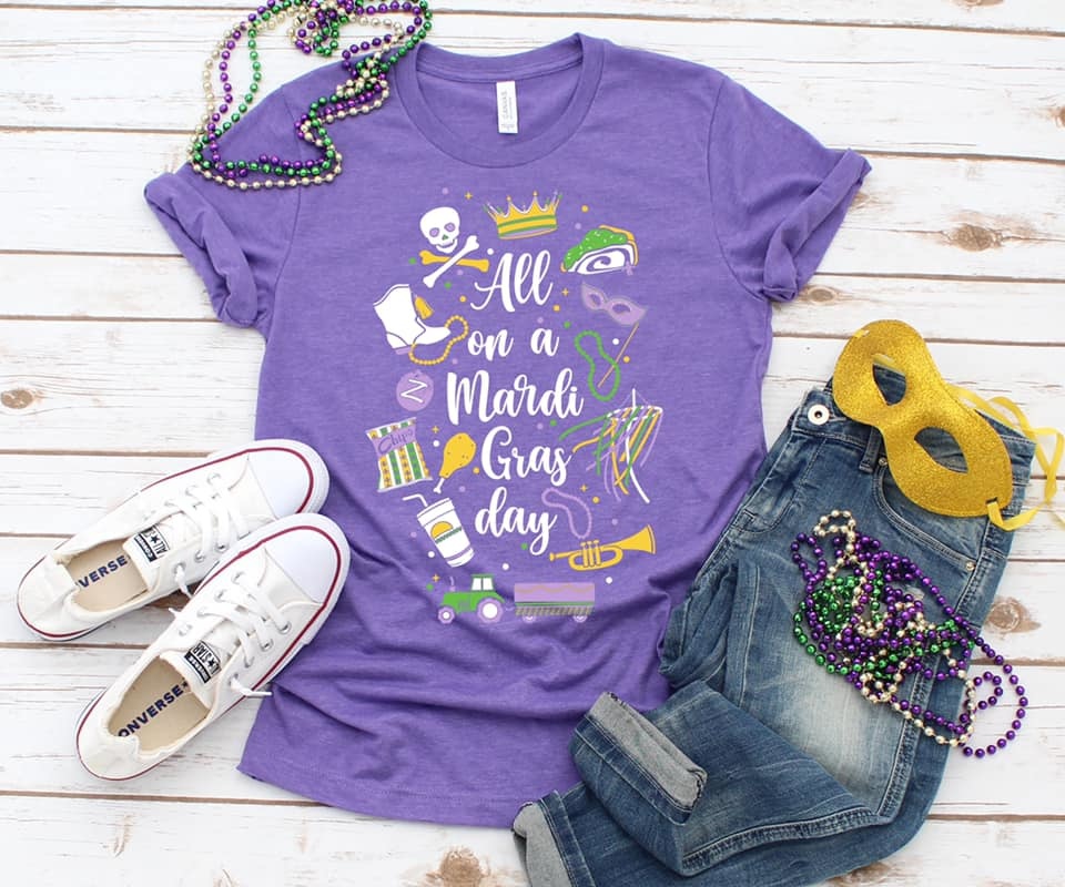 All on a Mardi Gras Day Tee Fleurty Girl