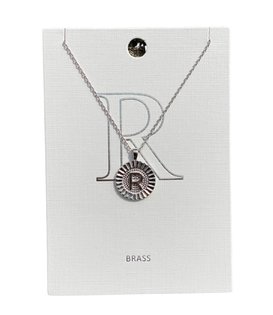 Stamped Initial Necklace, Silver