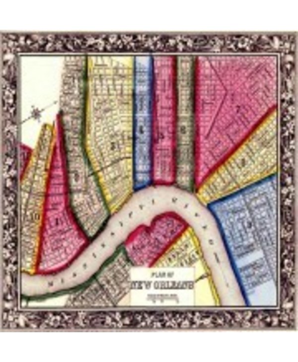 New Orleans Map Colorful Coaster, 6x6