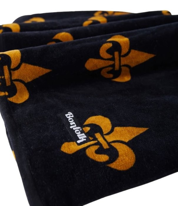 Bonfolk Black & Gold Fleur de Lis Beach Towel