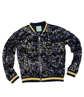 GLEAUX Girl Sequin Jacket - Navy + Orange L