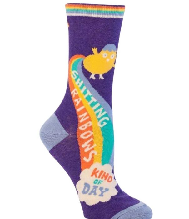 Blue Q Shitting Rainbows Crew Socks