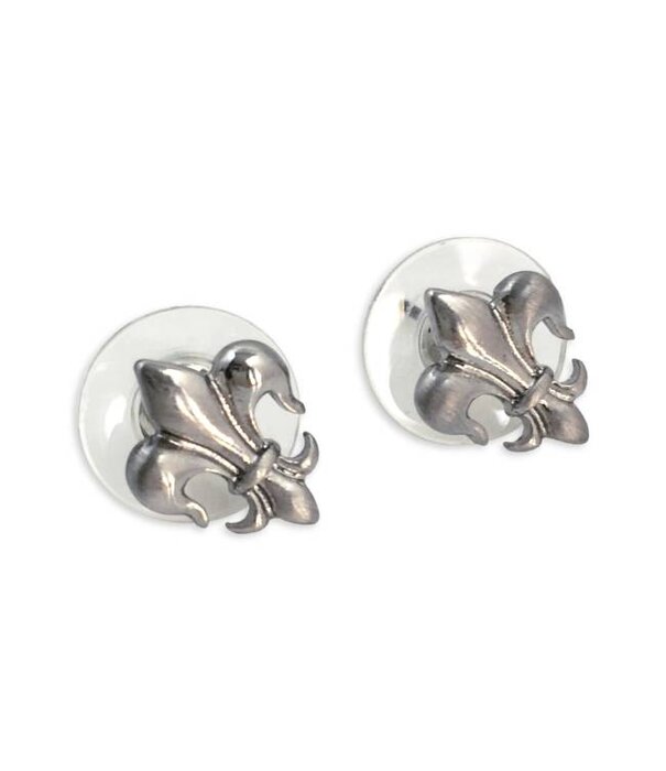 Tiny Fleur de Lis Earrings in Silver