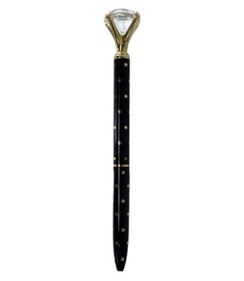 Gem Pen, Black Gold Polka Dot