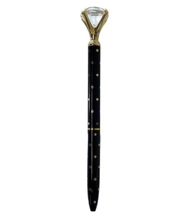 Gem Pen, Black Gold Polka Dot