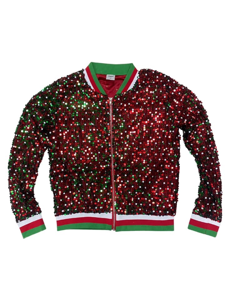 Red & Green Sequin Jacket Fleurty Girl
